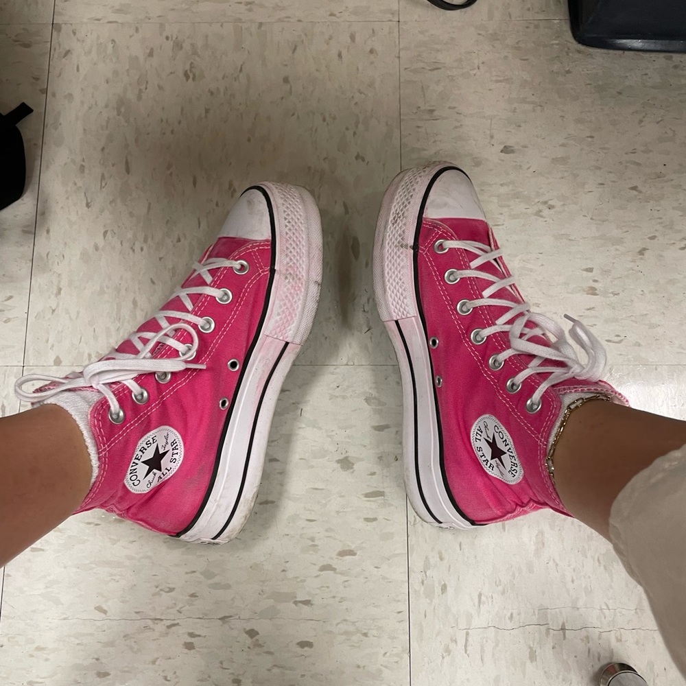 pink platform converse